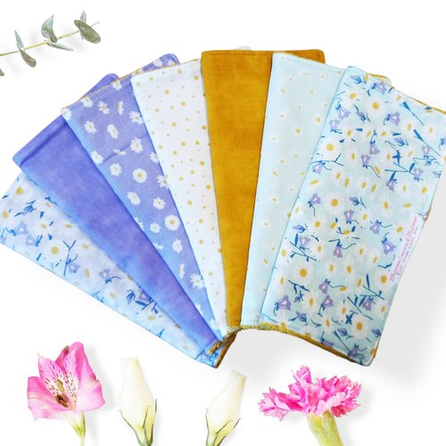 Essuie - tout lavable daisy (7 feuilles) - serviette de table lavable - serviette visage - lavette cuisine