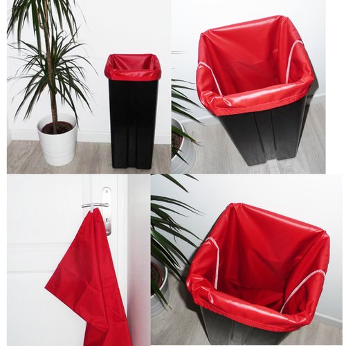 Sac poubelle lavable et réutilisable rouge (30l) - sac poubelle alternatif écologique