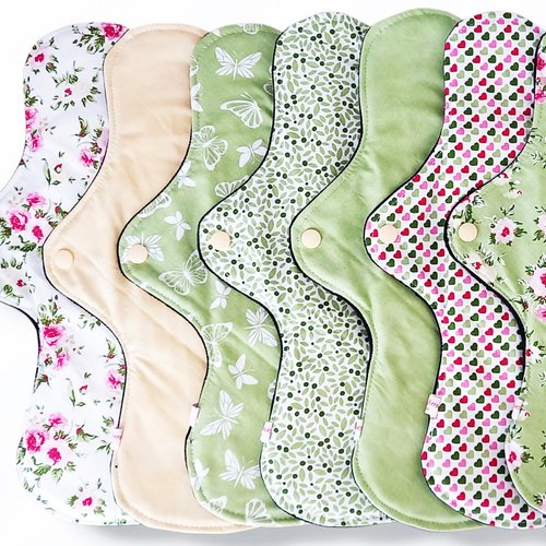 Pack nuit - 7 serviettes hygiéniques lavables roses (xl / nuit) - serviettes menstruelles lavables