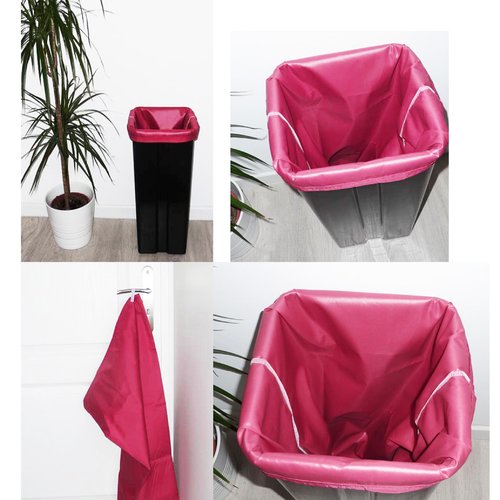 Sac poubelle lavable et réutilisable rouge fraise (30l) - sac poubelle alternatif écologique