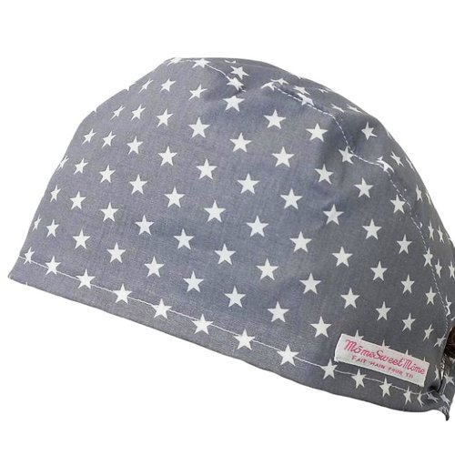 Calot de bloc couvrant - etoiles (gris) - bloc opératoire- chirurgien- dentiste - sage-femme - infirmière - anesthésiste - médical