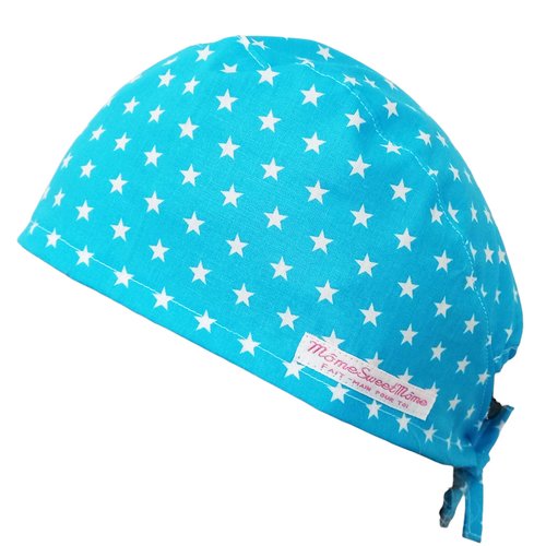 Calot de bloc couvrant - etoiles (turquoise) - bloc opératoire- chirurgien- dentiste - sage-femme - infirmière - anesthésiste - médical