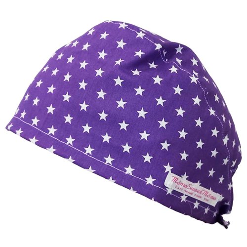 Calot de bloc couvrant - etoiles (violet) - bloc opératoire- chirurgien- dentiste - sage-femme - infirmière - anesthésiste - médical