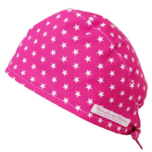 Calot de bloc couvrant - etoiles (fuchsia) - bloc opératoire- chirurgien- dentiste - sage-femme - infirmière - anesthésiste - médical