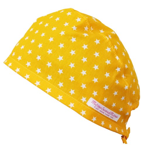 Calot de bloc couvrant - etoiles (jaune) - bloc opératoire- chirurgien- dentiste - sage-femme - infirmière - anesthésiste - médical