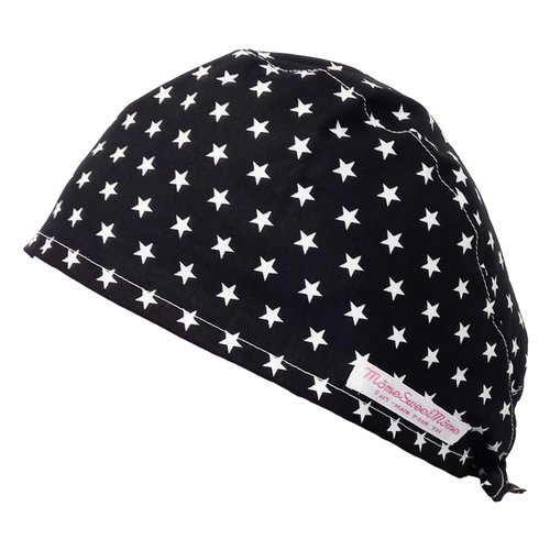 Calot de bloc couvrant - etoiles (noir) - bloc opératoire- chirurgien- dentiste - sage-femme - infirmière - anesthésiste - médical