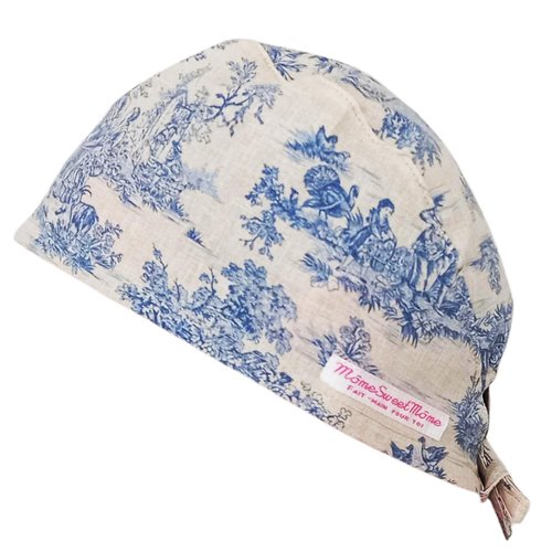 Calot de bloc couvrant - toile de jouy - bloc opératoire- chirurgien- dentiste - sage-femme - infirmière - anesthésiste - médical