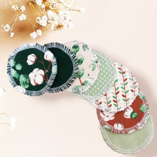Disques démaquillants lavables - eucalyptus - tampons démaquillants
