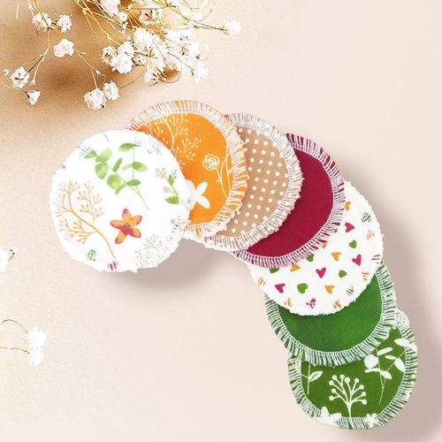 Disques démaquillants lavables - fleurs des champs - tampons démaquillants