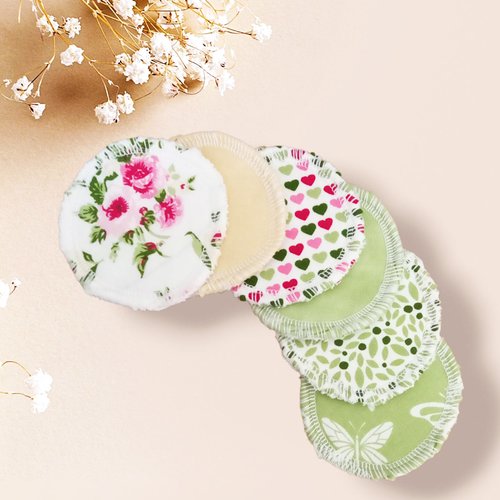 Disques démaquillants lavables - roses - tampons démaquillants
