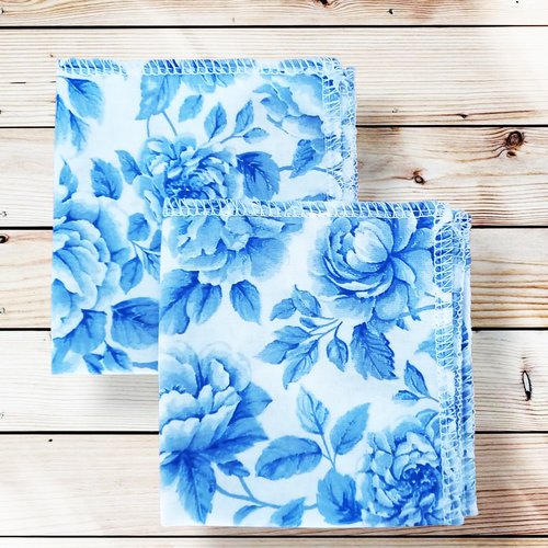 Mouchoirs en coton lavables et réutilisables - bridgerton cobalt (20 x 20 cm) - mouchoir alternatif et durable - hanckies