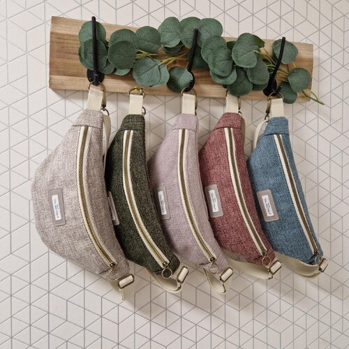 Sac banane taille m tissus chiné 40 couleurs au choix -personnalisable - homme ou femme - couleur intérieure doublure au choix - fait main