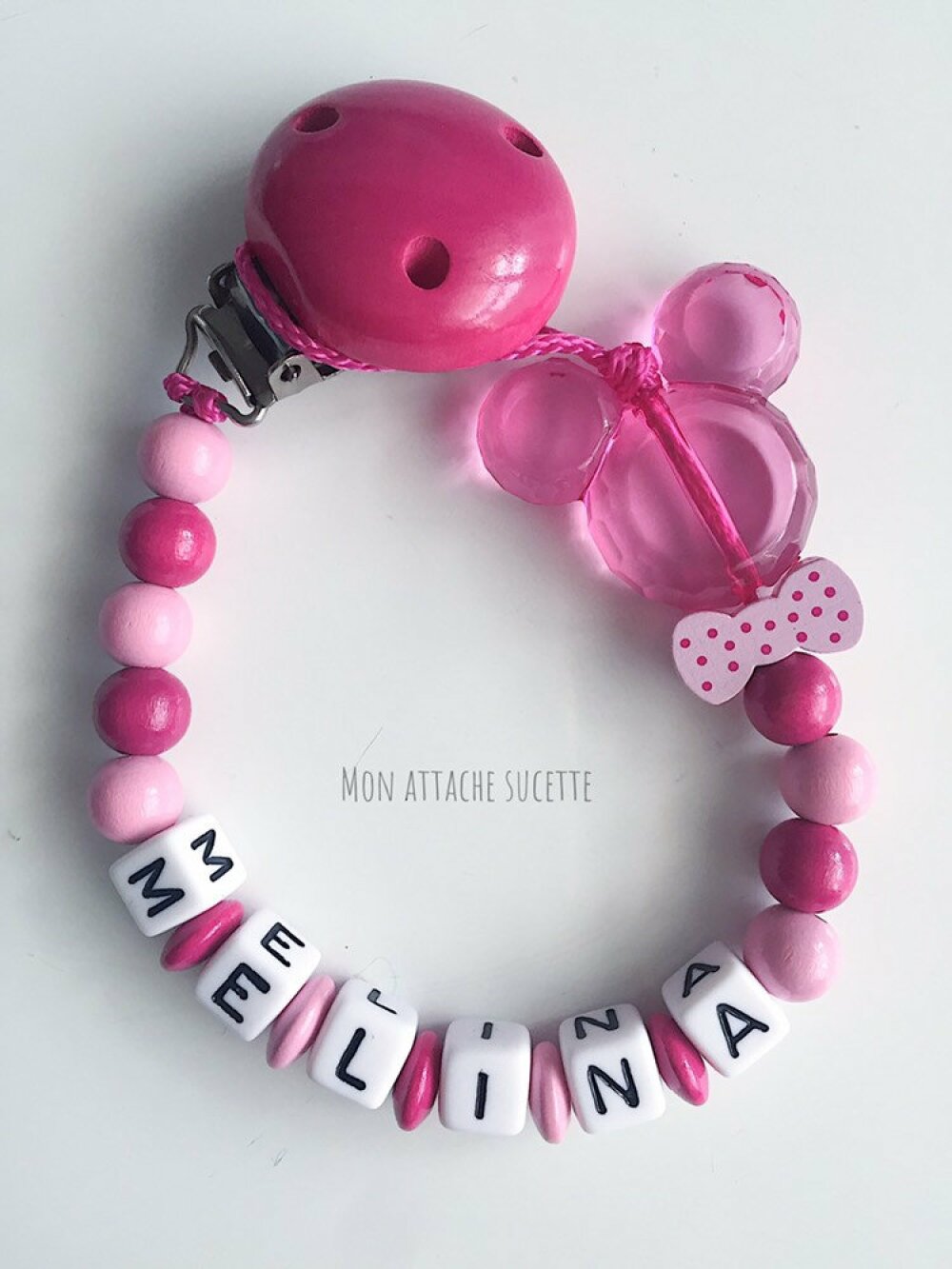 Attache Sucette Bebe Fille Avec Prenom Minnie Rose Attaches Sucettes Bebe Puericulture Mkyra Org