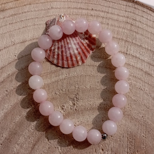 Bracelet en quartz rose 8 mm