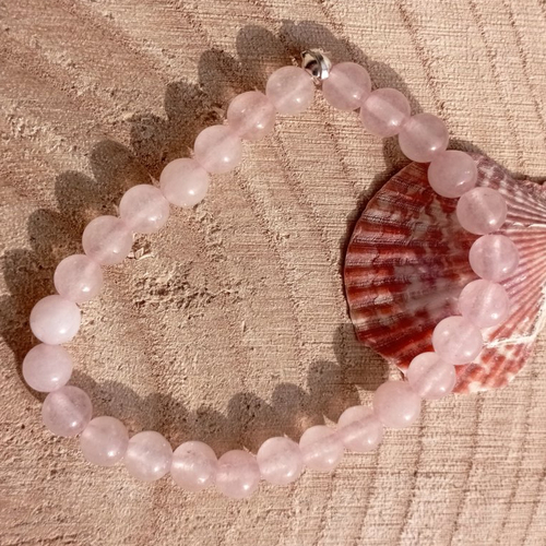 Bracelet en quartz rose 6 mm