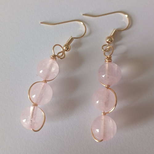 Boucles d'oreilles en quartz rose