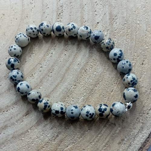 Bracelet en jaspe dalmatien 8 mm