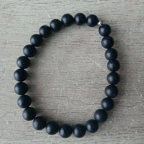 Bracelet en agate noire onyx mat 8 mm