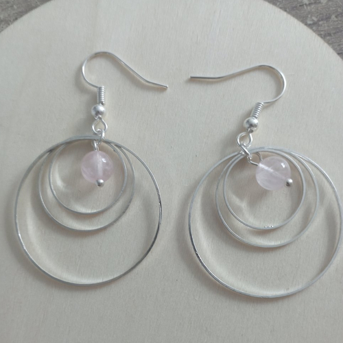 Boucles d'oreilles quartz rose
