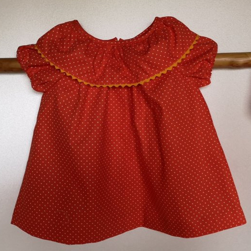 Ensemble robe orange à points blancs, cadeau naissance