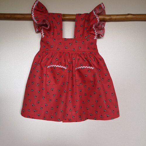 Ensemble robe, béguin et culotte bouffante, cadeau naissance 6-9 mois