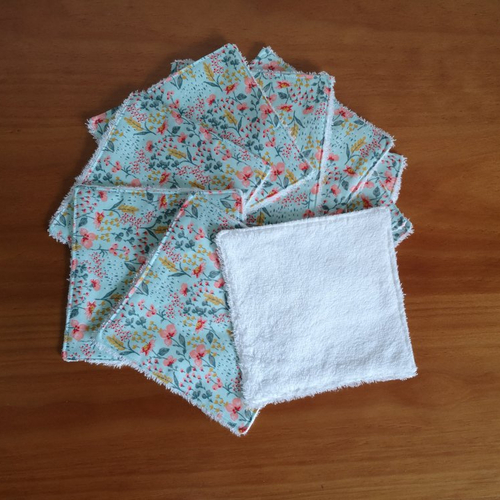 Lot de 10 lingettes en coton bio et éponge bambou, cadeau naissance