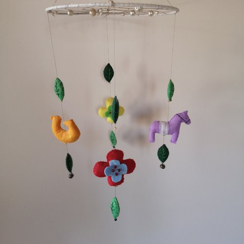 Cloche de lit Mobile pour berceau de bébé, plafond de chambre à coucher,  perles en bois, carillon à vent suspendu pour nouveau-né, cadeaux