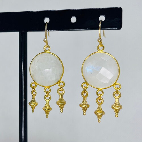 Boucles d’oreilles pierre de lune facettée