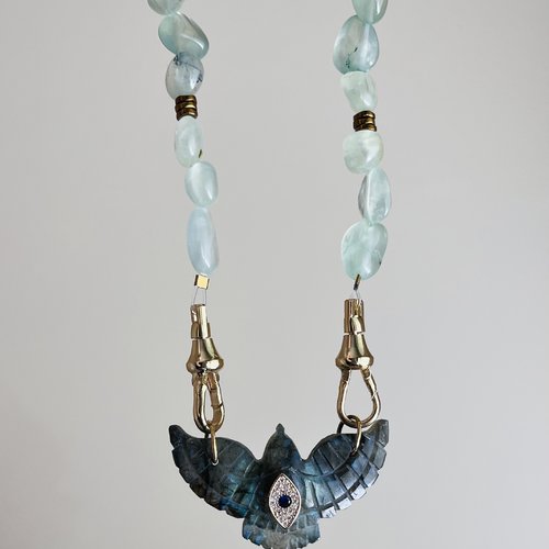 Collier locket phœnix labradorite