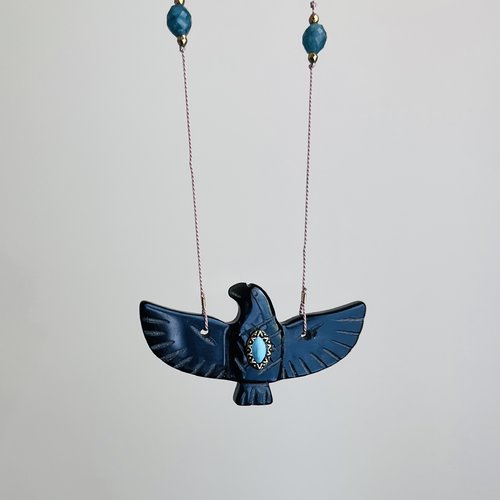 Sautoir phœnix onyx noir