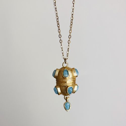 Sautoir talisman ethnique amazonite