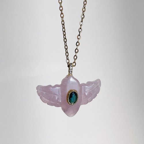 Sautoir talisman quartz rose