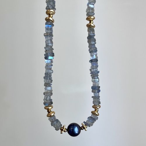 Collier labradorite et perle d’eau douce