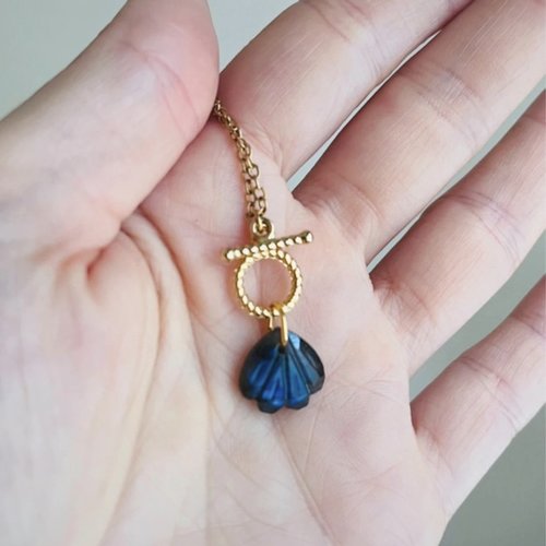 Collier coquillage labradorite