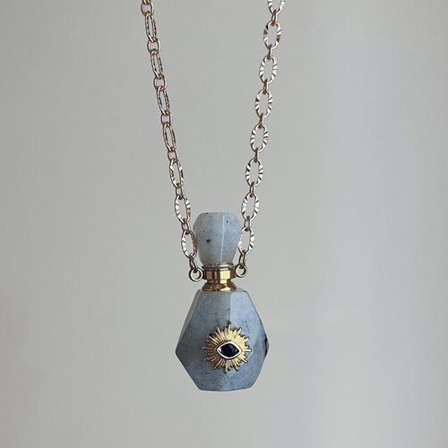 Sautoir talisman fiole labradorite