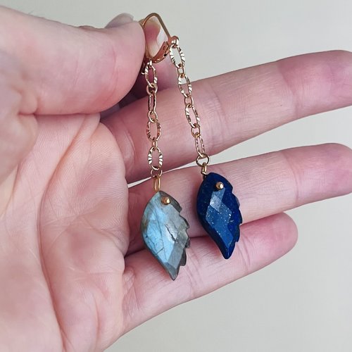 Boucles d’oreilles lapis-lazuli et labradorite