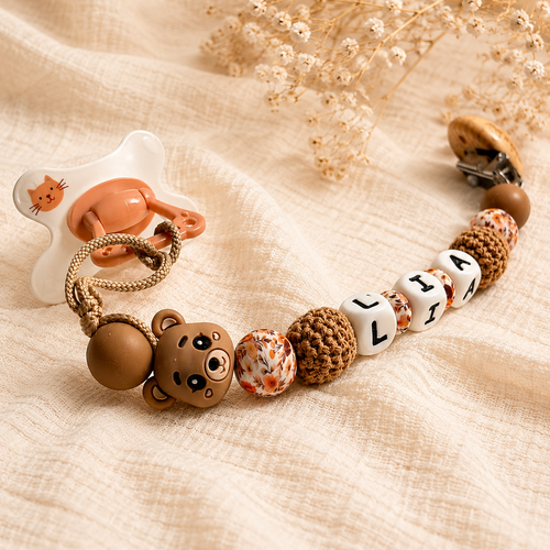 Attache tétine lia - perles en silicone - cadeau bébé