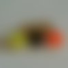 Lot de 3 paires de boucles d'oreilles motifs as de pique en émail époxy (résine) couleur orange fluo, vert anis et noire
