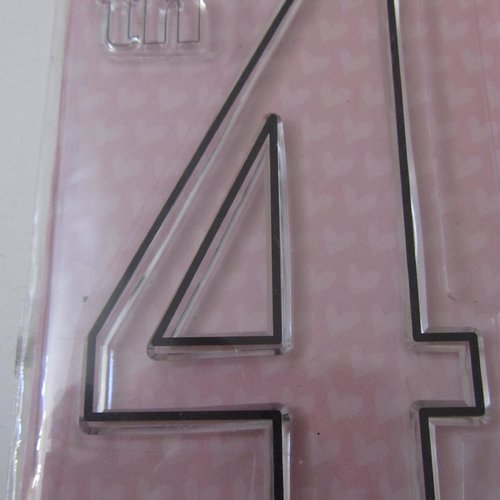 Tampon transparent chiffre  4 - typographie - papermania  docrafts - 60 x 90 mm