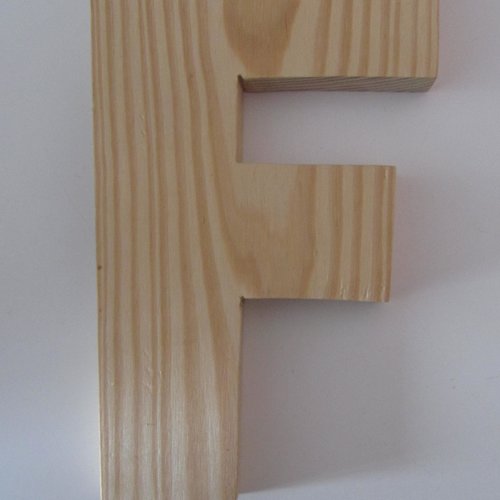Lettre en bois brut à décorer, customiser - représentant la lettre  "f"  - 11,3 cm x 18,1 cm