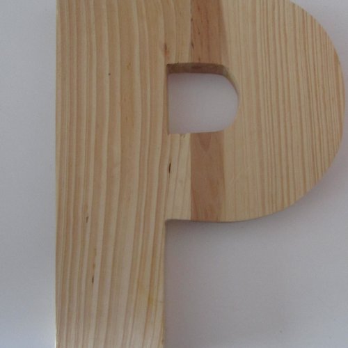Lettre en bois brut à décorer, customiser - représentant la lettre  "p"  - 13,7 cm x 18