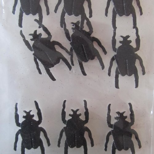 Lot de 9 embellissements - insectes pour loisirs créatifs - scarabées à paillettes