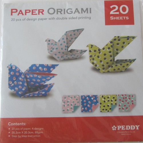 Lot de 20 feuilles de papier pour origami - 4 designs différents - 20,3 cm x 20,3 cm