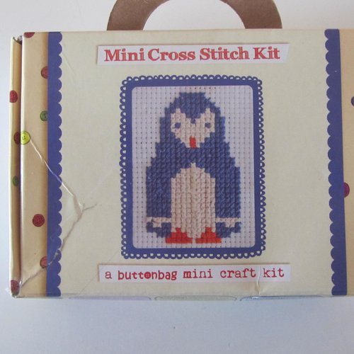 Mini kit point de croix représentant un pingouin - mini cross stitch kit