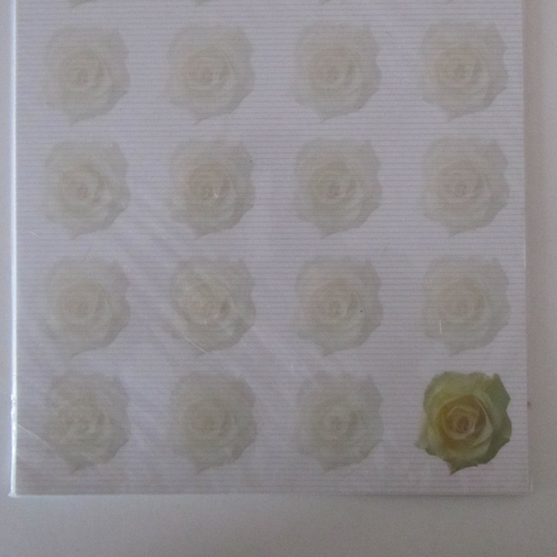 Sachet de 25 feuilles de papier fleuri "roses jaunes" format a4
