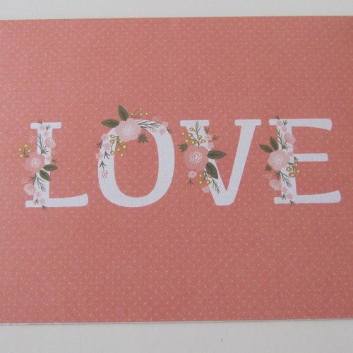 Ravissante carte double avec enveloppe -  inscription "love"
