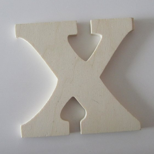 Lettre en bois brut à décorer, customiser - représentant la lettre  "x" - 13,5 cm x 12 cm