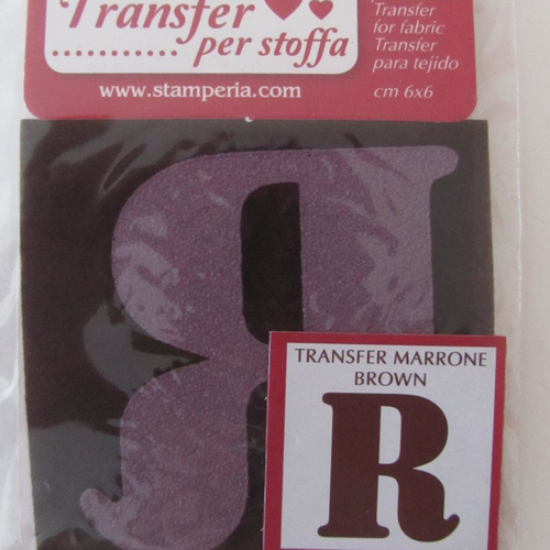 Transfert pour tissu - lettre r - couleur marron - 6 cm x 6 cm