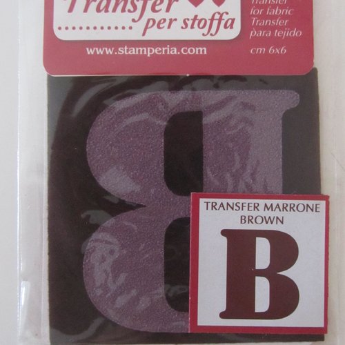 Transfert pour tissu - lettre b - couleur marron - 6 cm x 6 cm