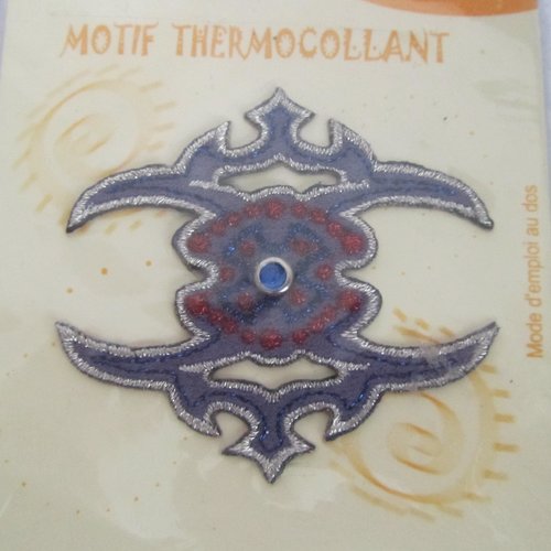 Motif thermocollant avec strass et fil argenté à fixer au fer à repasser